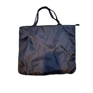 Cat Lady Box Black Nylon Tote Bag Gold Embroidered Cat Silhouette Zippered Large